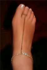 Barefoot Anklet Thong Crystal Aurora Borealis Gold gep