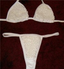 New Sexy Bride Lingerie Bra Panty Thong w/Pearls