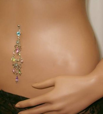 Chandelier Bright Colors Crystal Navel Bar With Stones