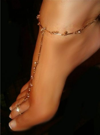 Irridescent JEWEL thong anklet DANGLE SEXY