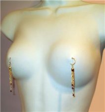 Figaro Pair Nipple TASSEL Silve or Gold No Peirce Body Clips