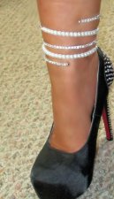 Pearl Crystal Rhinestones 5 rown coil wrap Bracelet or Anklet