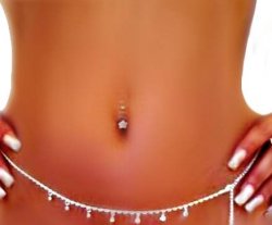 AB Swarovski adorned Charms on Silver Belly Chain