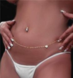 HEART clasp lace curb chains Silver sep BELLY CHAIN