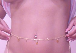 CUSTOM 14 KT GOLD GF Figaro BELLY chain exceptional
