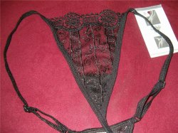 Black GOLD gep French Thong Pantie Red CRYSTALS