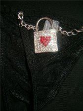 Lock Heart Crystal Rhinestones French Belly chain Thong