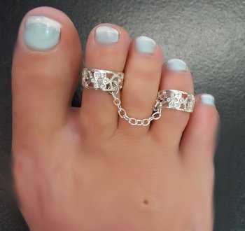 double flower sterling toe rings