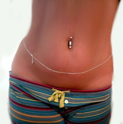 Sexy Real Sterling .925 Silver Figaro Belly Body Chain