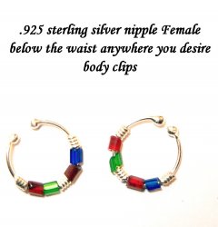 Nipple Navel Female area Body Clips STERLING SILVER