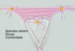NEW Pussy Open Heart Sparkle Ruffle True LOVE Thong Pantie Pink
