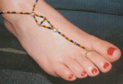 Hand Beaded stunning barefoot anklet sandal swim in me USA Made