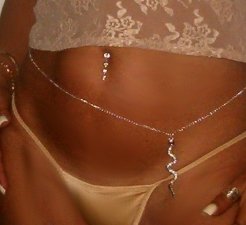 Miss Sheik Snake Rhinestone Silver sep Belly Chain & Necklace
