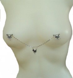 Miss fairy pierced Nipple Bar Chain detachable chains Silver sp
