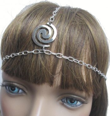Dancer Boho Head Chain head band Silver swirl one size fits most