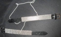 Mesh Silver sp Leather Cuffs Detachable chain Submissive Dancer
