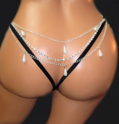 Detachable Pantie Chains Hand Designed pearls Rhinestones Belly