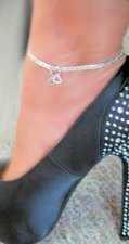 .925 Sterling Silver Heart Cubic Zirconia designer Anklet USA