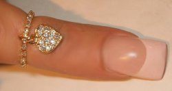 Heart crystal rhinestone Thumb to finger Ring