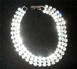 3 Row Austrian Crystal Rhinestone Chain Bracelet Lock