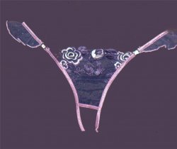 Mesh Crotchless S/M Mesh FLORAL with Crystal Thong
