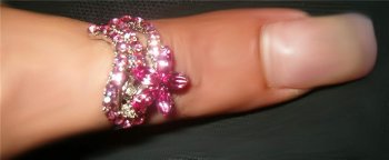 Austrian Hand cut Crystal in PINK Flower finger Ring