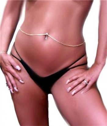 Scroll Thick Interchangable Navel Bar ring Belly Chain