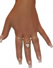 Lucky 2 Rings Crystals rhinestones attached Heart