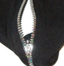 Zipper Spandex Black Mens Thong A touch of Sparkle