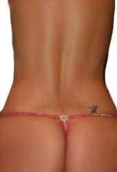 XStrings Dare to bare quality RED rhinestone heart Thong