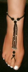 Jet Black Crystals faceted Rhinestone Barefoot Sandal