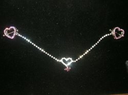 Miss PINK lover pierced bars with crystal Pink hearts