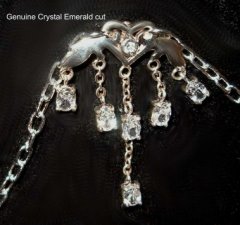 Reverse Navel attached Heart Belly Chain Emerald Cut