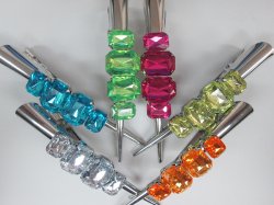 Colorful Rhinestone SETS of 3 Hair Clips Pick From 6 Colors