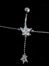 ShootingStar Rhinestone Navel Adjustable Belly TinyThinBallChain