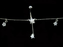 ShootingStar Rhinestone Navel Adjustable Belly TinyThinBallChain