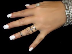 Stylish Knuckle Ring Chain Double Rings Silver sp Sleek Hipster