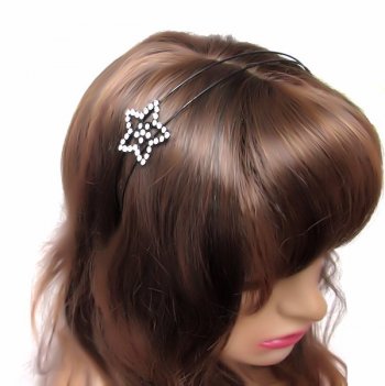 Rhinestone Heart or Star Black Wire Headbands Fun Sparkle Cute