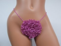 Fuschia Corset Cage Mesh Bra and Flower Thong Set Sexy