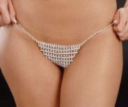 Sexy Rhinestone Body Stripper Vegas Thong Chain Panty