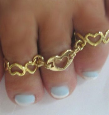 Infinte Hearts Duo attached Toe ring double rings One Size Fits