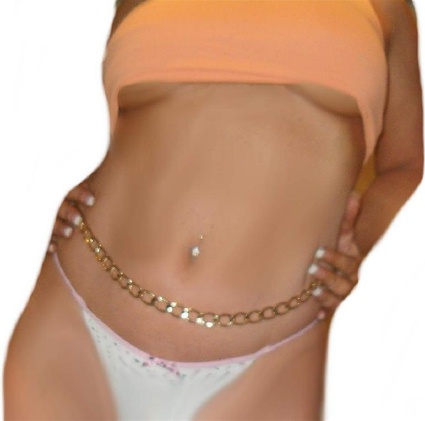 DIVA Sexy Strip thick Solid 18kt GOLD gep Belly chain - Click Image to Close
