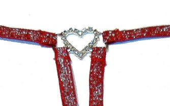 XStrings Dare to bare quality RED rhinestone heart Thong - Click Image to Close