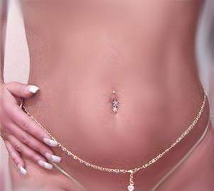 ORNATE 14kt GOLD gep Cubic heart infinite Love Belly Chain