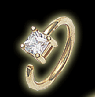 Endless Navel 14Karat Gold Cubic Emerald Cut Ring